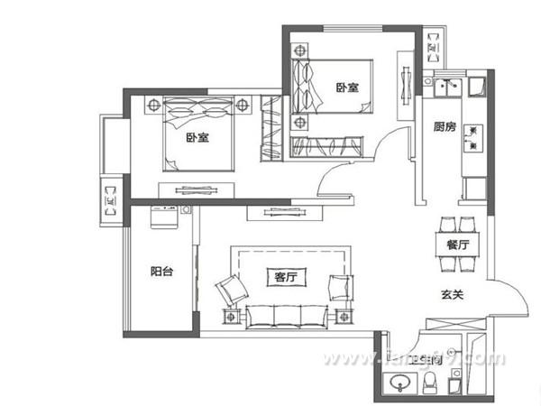 88平两室两厅一卫