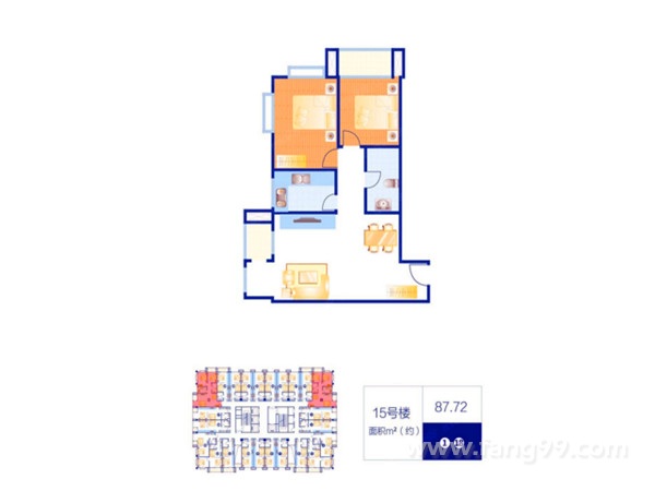 87.72㎡两室两厅一卫