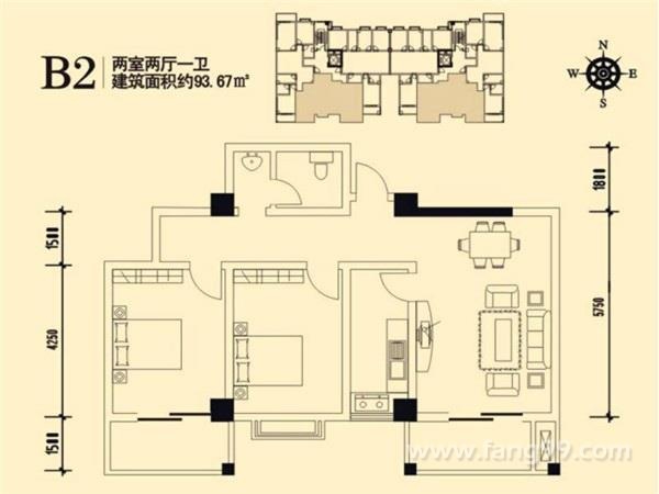 93.67㎡两室两厅一卫