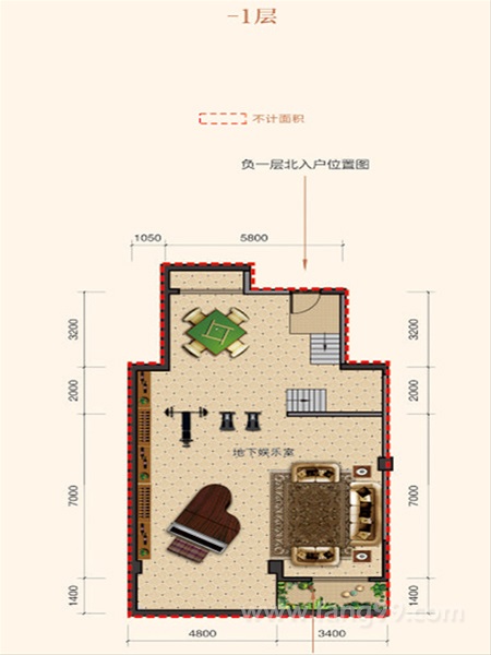 下叠中户花园入户-1层