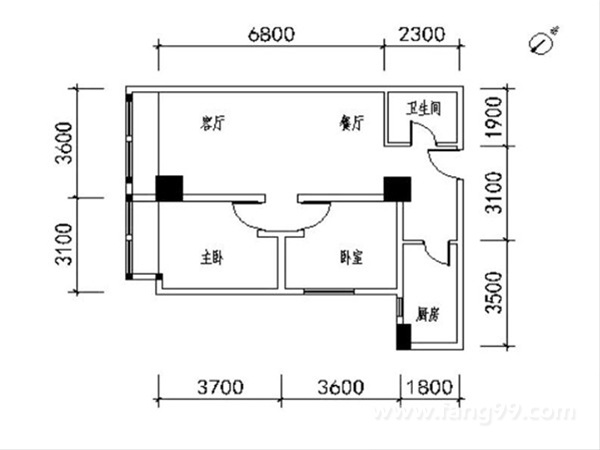 91平两室两厅一卫