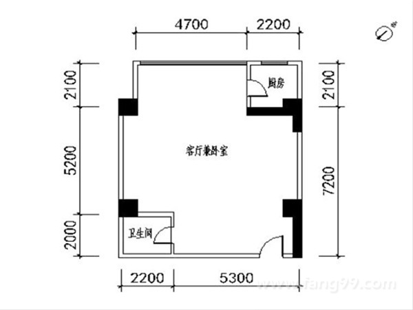 97平客卧一体一卫