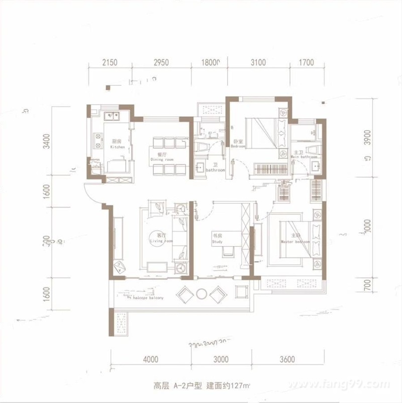 3室2厅2卫约127平