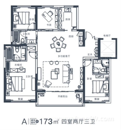 四室两厅三卫 173㎡