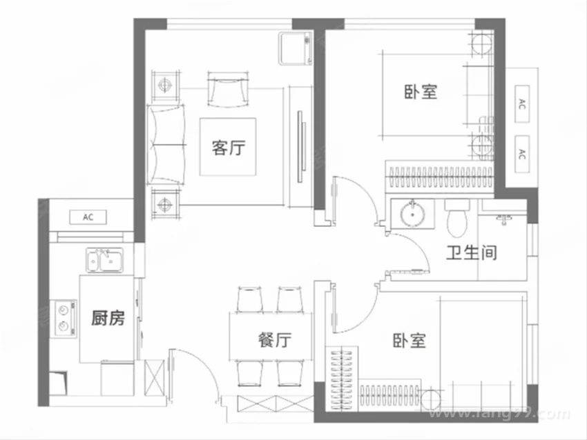 69平2室2厅1卫