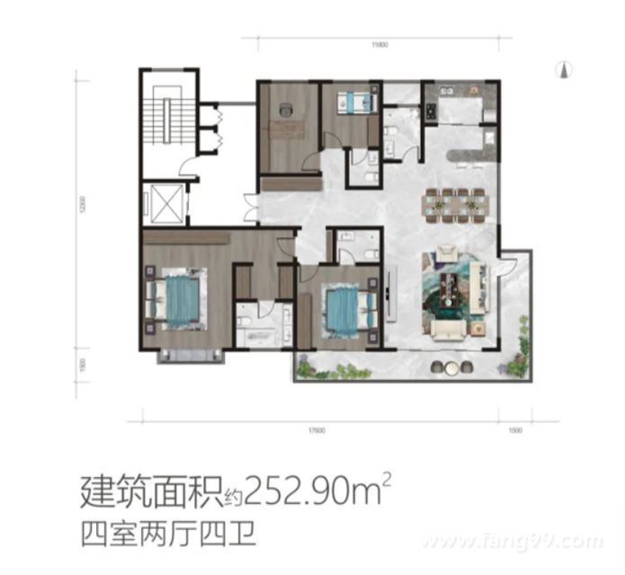 252平四室两厅四卫