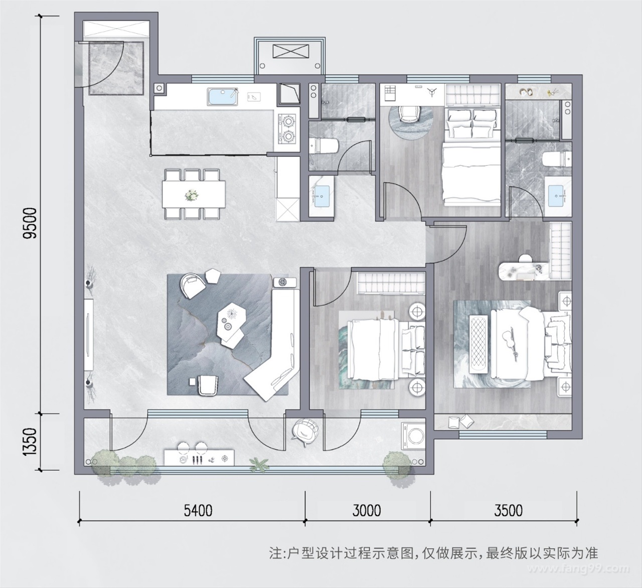 130㎡三房两厅两卫