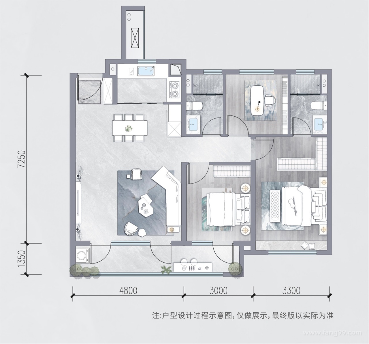 112㎡三房两厅两卫