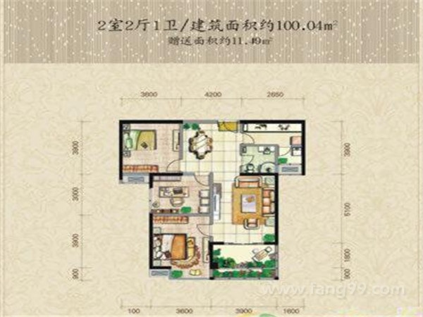 100㎡2室2厅1卫